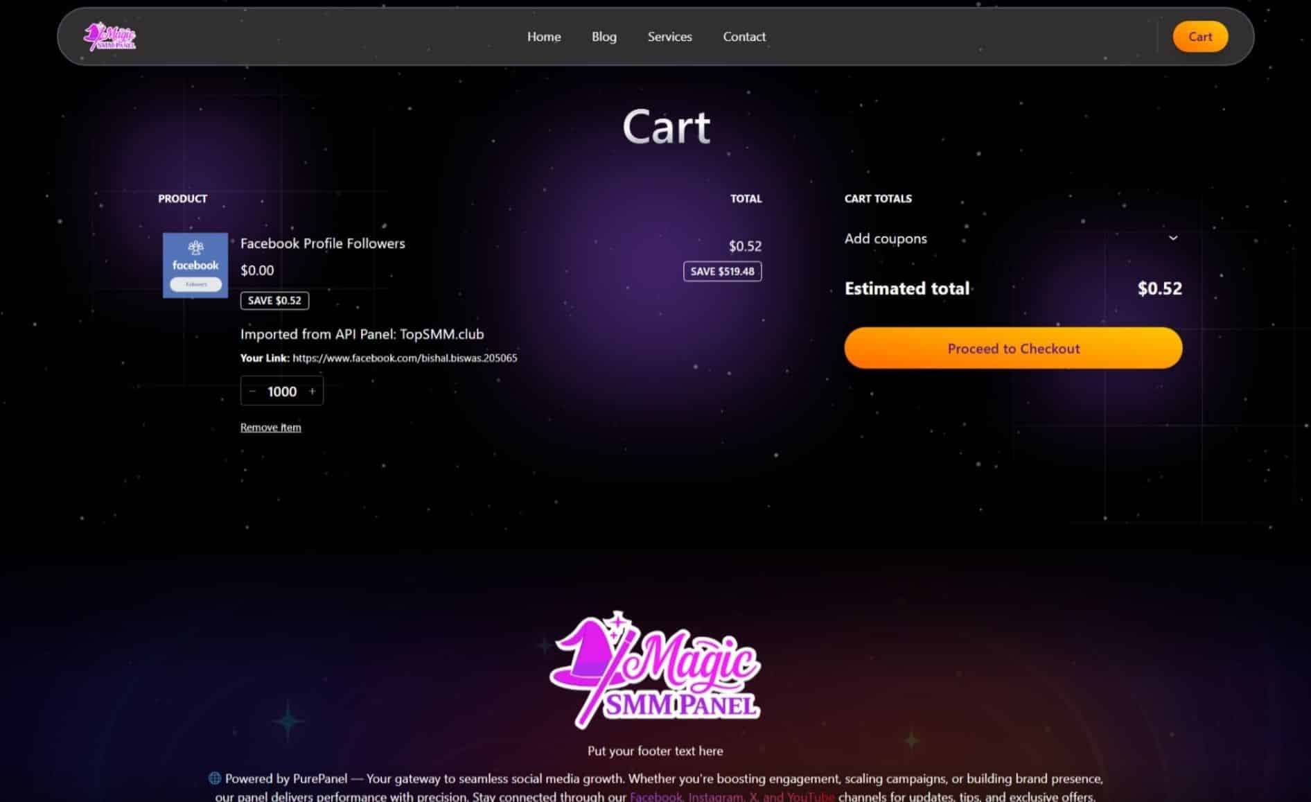 Cart/Checkout Page